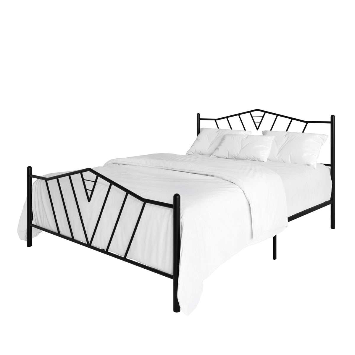 Home Design Valdosta Metal Platform Bed, No Box Spring Required, Modern Design, Easy Assembly