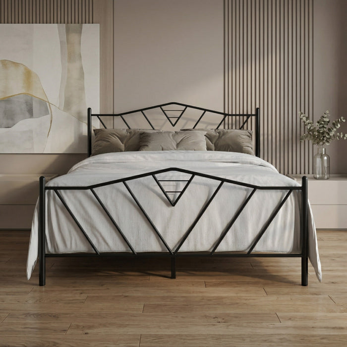 Home Design Valdosta Metal Platform Bed, No Box Spring Required, Modern Design, Easy Assembly