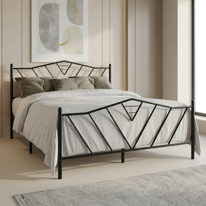Home Design Valdosta Metal Platform Bed, No Box Spring Required, Modern Design, Easy Assembly