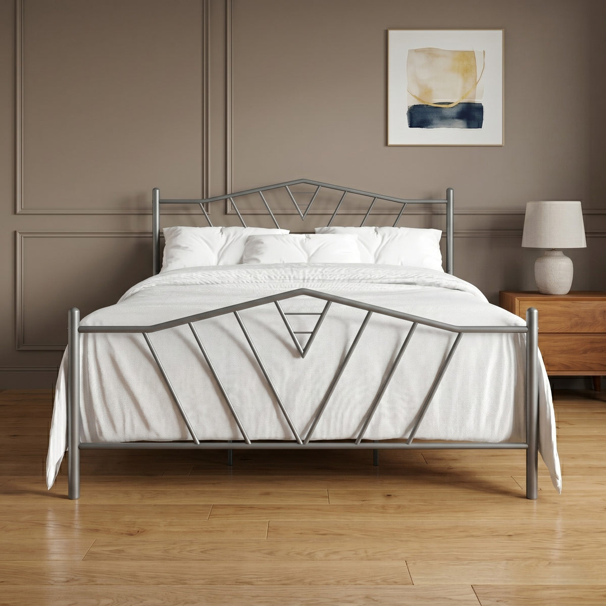 Home Design Valdosta Metal Platform Bed, No Box Spring Required, Modern Design, Easy Assembly