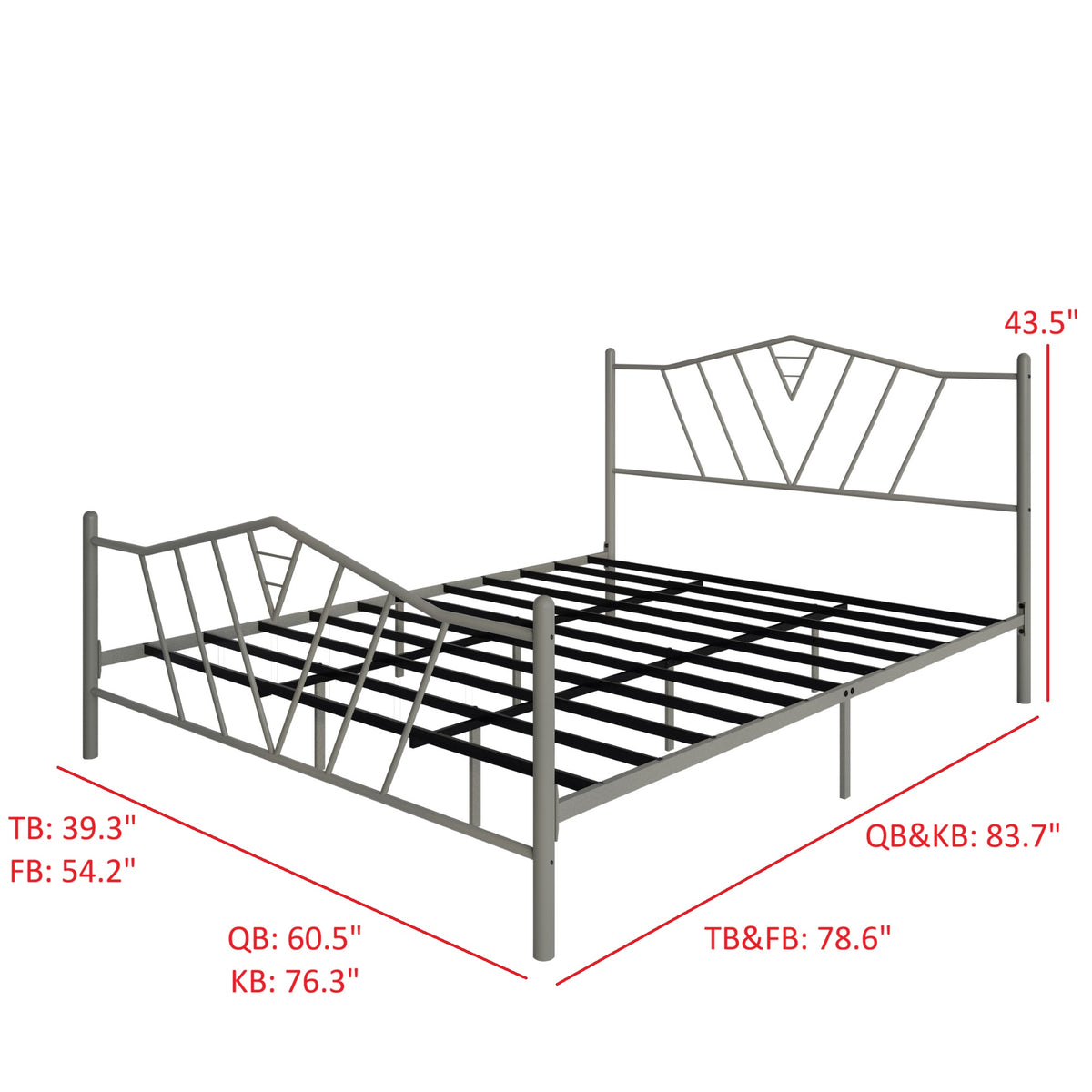 Home Design Valdosta Metal Platform Bed, No Box Spring Required, Modern Design, Easy Assembly
