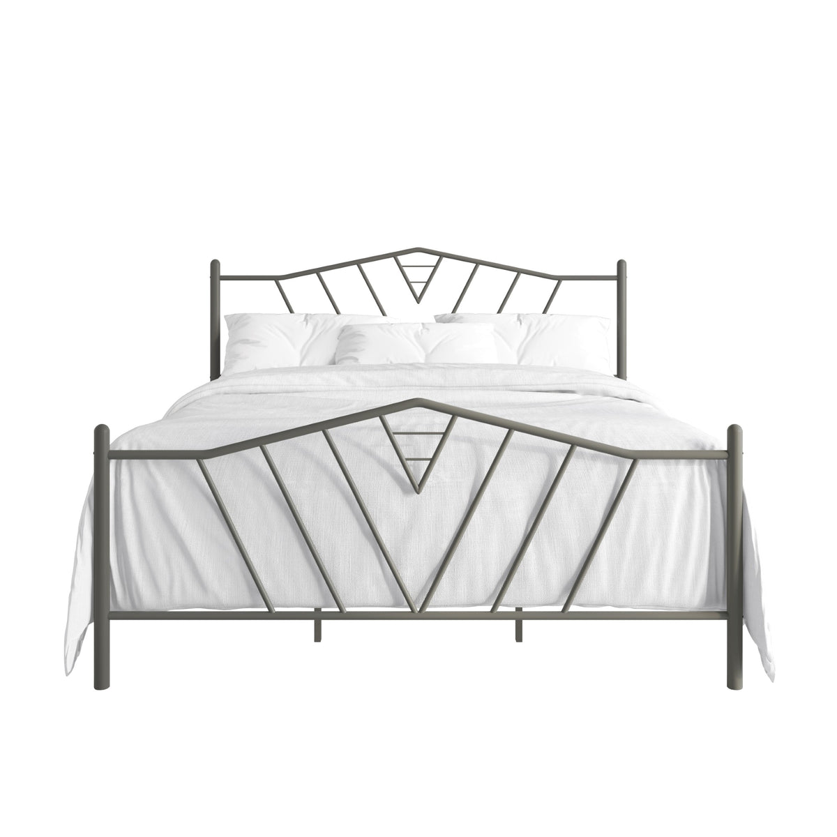 Home Design Valdosta Metal Platform Bed, No Box Spring Required, Modern Design, Easy Assembly