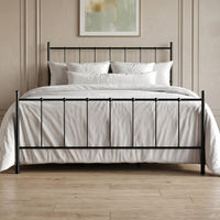 Home Design Calhoun Classic Metal Bed, Sturdy Platform Frame With Decorative Headboard & Footboard