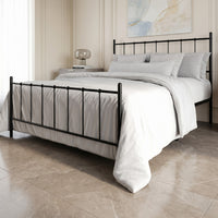 Home Design Calhoun Classic Metal Bed, Sturdy Platform Frame With Decorative Headboard & Footboard