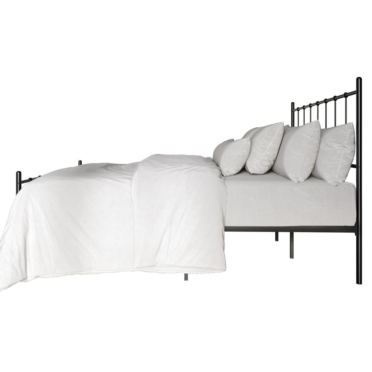 Home Design Calhoun Classic Metal Bed, Sturdy Platform Frame With Decorative Headboard & Footboard