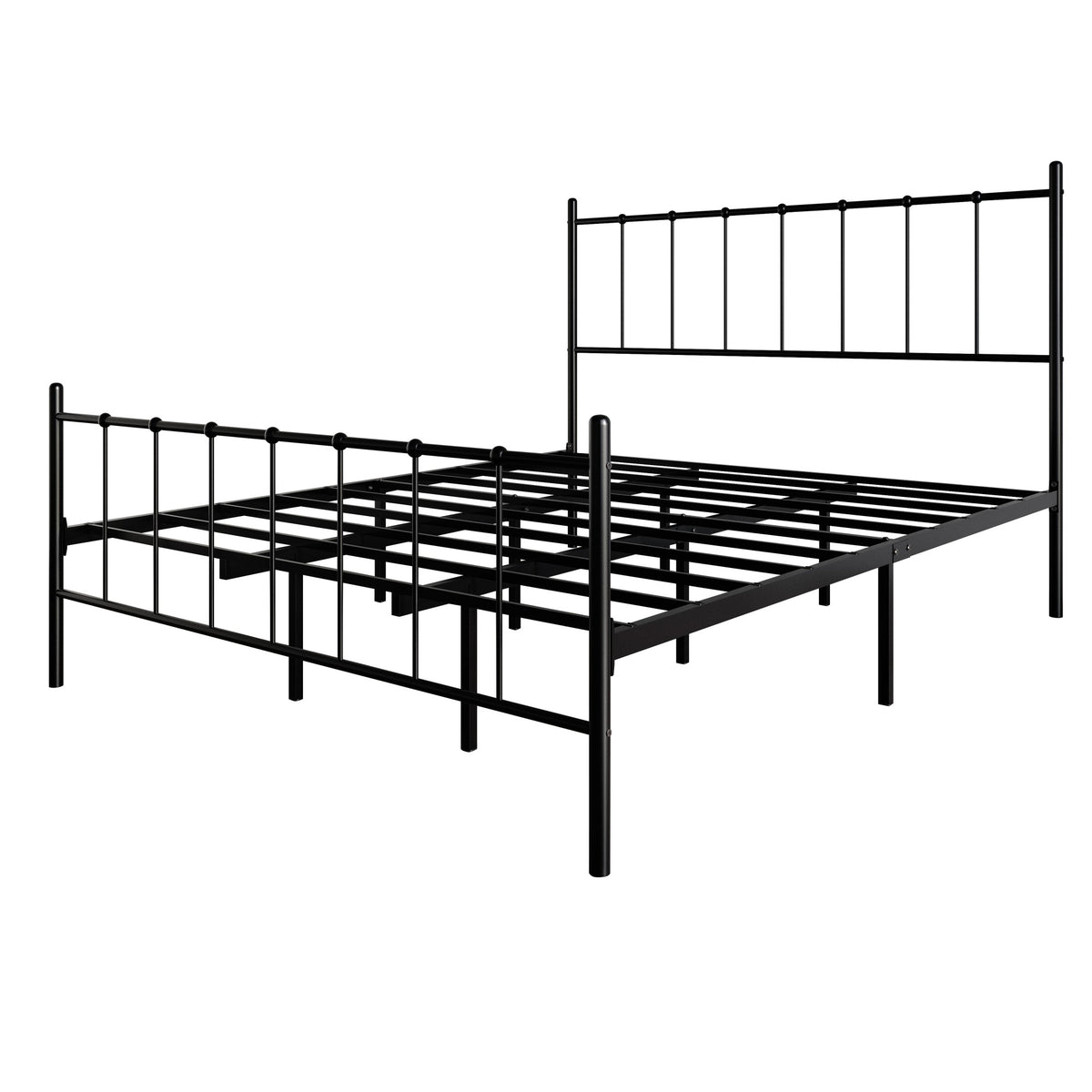 Home Design Calhoun Classic Metal Bed, Sturdy Platform Frame With Decorative Headboard & Footboard