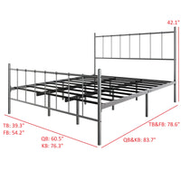 Home Design Calhoun Classic Metal Bed, Sturdy Platform Frame With Decorative Headboard & Footboard