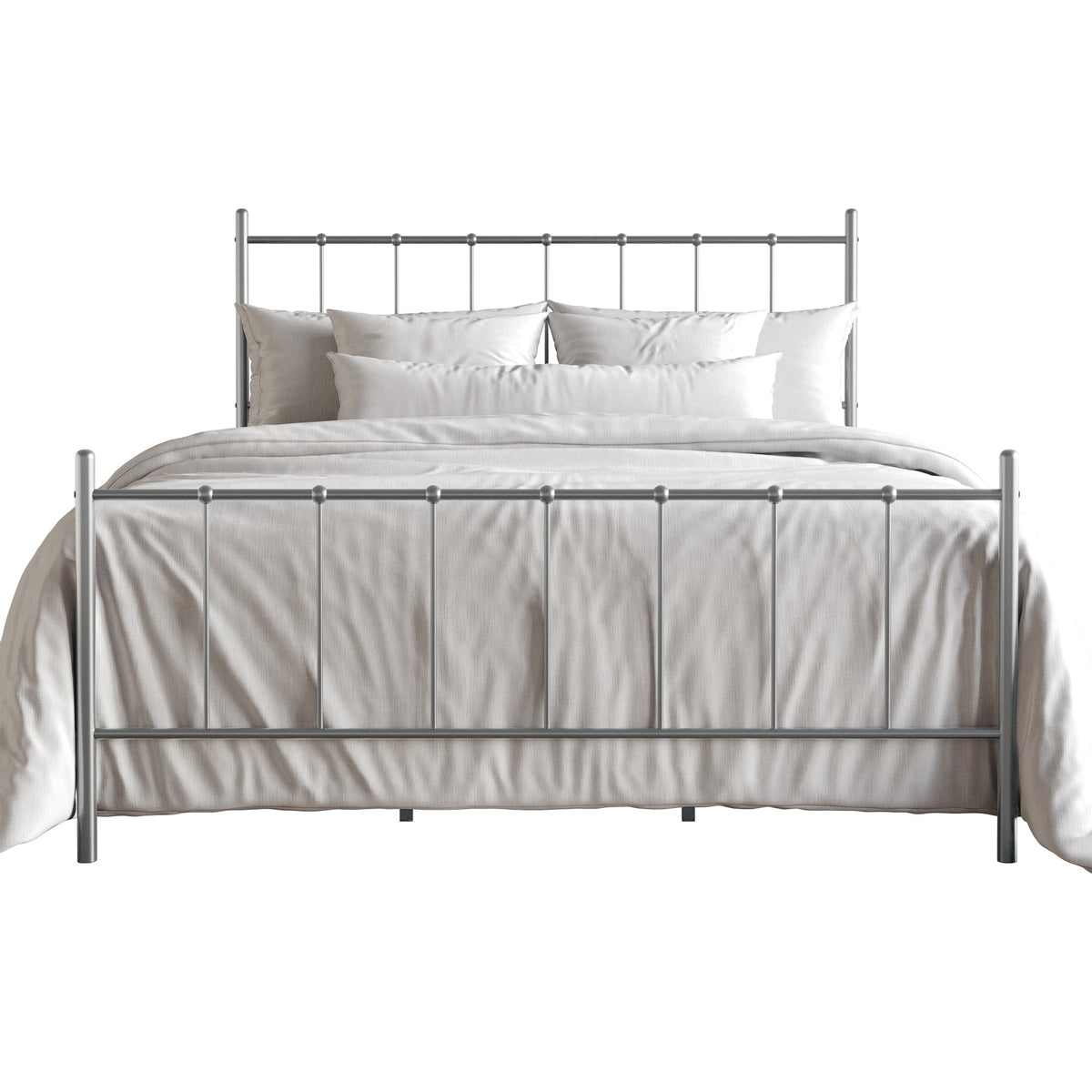 Home Design Calhoun Classic Metal Bed, Sturdy Platform Frame With Decorative Headboard & Footboard
