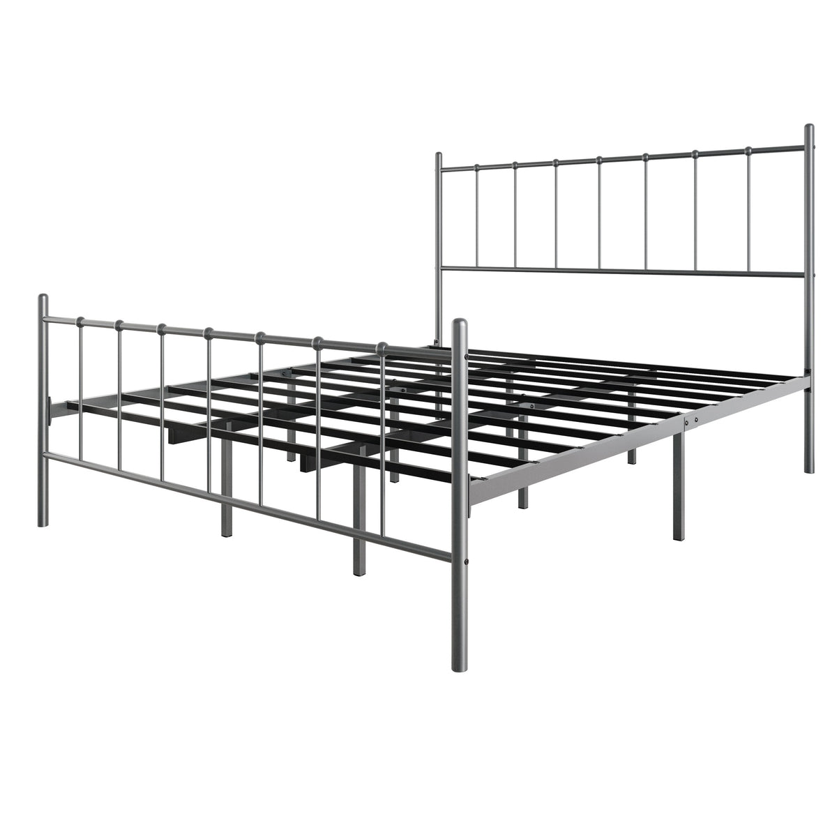 Home Design Calhoun Classic Metal Bed, Sturdy Platform Frame With Decorative Headboard & Footboard