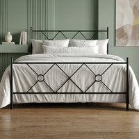Home Design Marietta Modern Metal Bed, Diamond Pattern Design, No Box Spring Needed, Easy Assembly