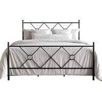 Home Design Marietta Modern Metal Bed, Diamond Pattern Design, No Box Spring Needed, Easy Assembly