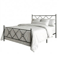 Home Design Marietta Modern Metal Bed, Diamond Pattern Design, No Box Spring Needed, Easy Assembly