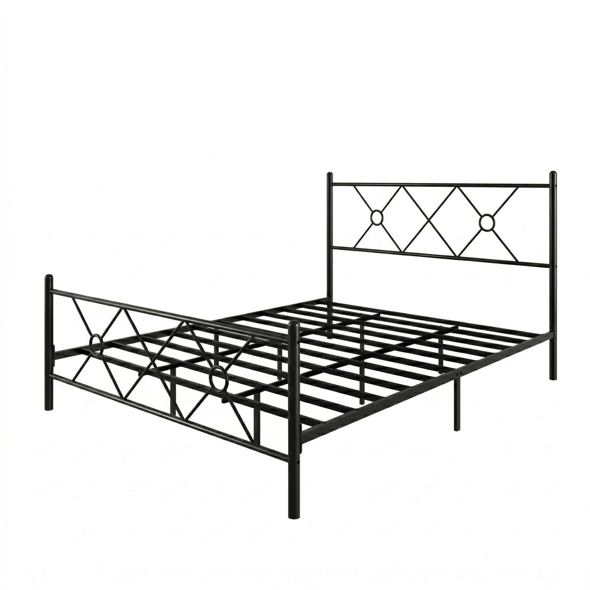 Home Design Marietta Modern Metal Bed, Diamond Pattern Design, No Box Spring Needed, Easy Assembly