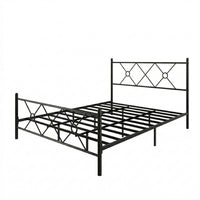 Home Design Marietta Modern Metal Bed, Diamond Pattern Design, No Box Spring Needed, Easy Assembly