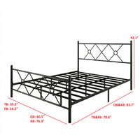 Home Design Marietta Modern Metal Bed, Diamond Pattern Design, No Box Spring Needed, Easy Assembly