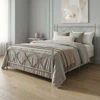 Home Design Marietta Modern Metal Bed, Diamond Pattern Design, No Box Spring Needed, Easy Assembly