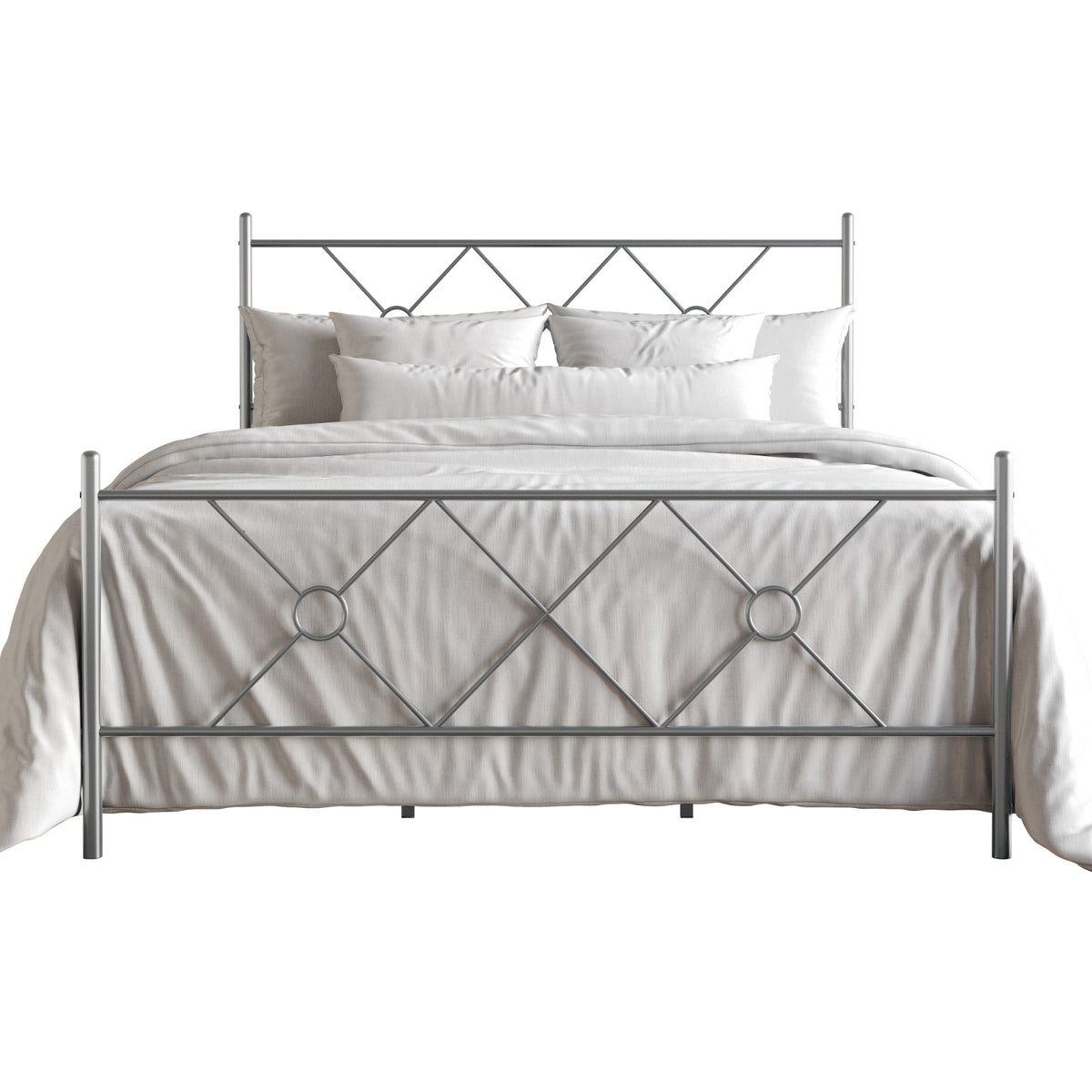 Home Design Marietta Modern Metal Bed, Diamond Pattern Design, No Box Spring Needed, Easy Assembly