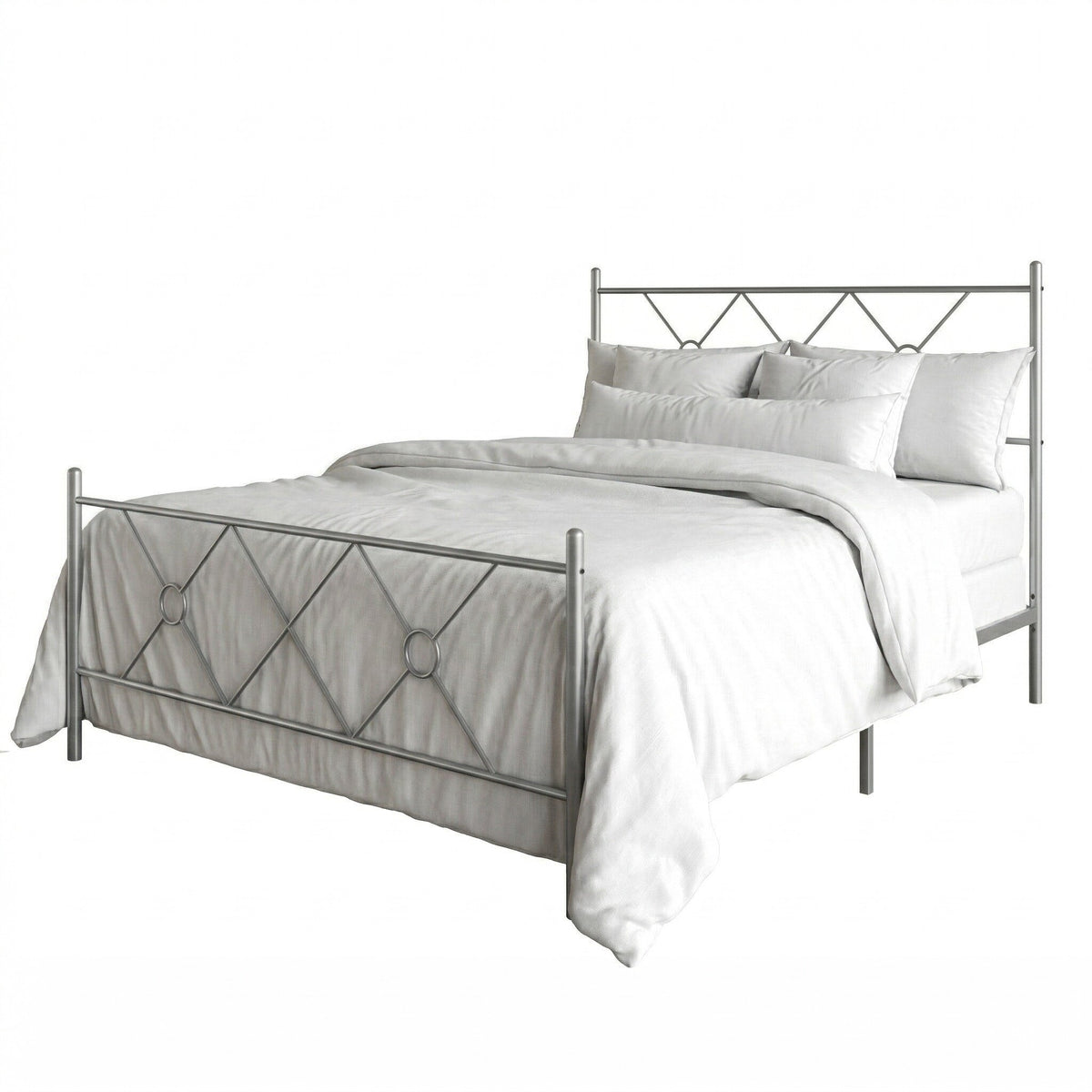 Home Design Marietta Modern Metal Bed, Diamond Pattern Design, No Box Spring Needed, Easy Assembly