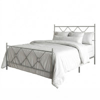 Home Design Marietta Modern Metal Bed, Diamond Pattern Design, No Box Spring Needed, Easy Assembly
