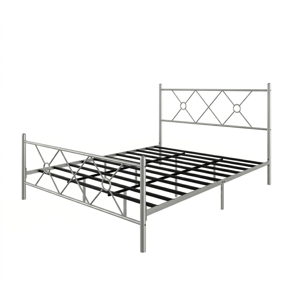 Home Design Marietta Modern Metal Bed, Diamond Pattern Design, No Box Spring Needed, Easy Assembly