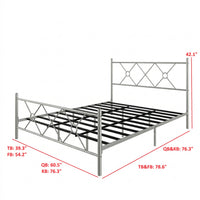 Home Design Marietta Modern Metal Bed, Diamond Pattern Design, No Box Spring Needed, Easy Assembly