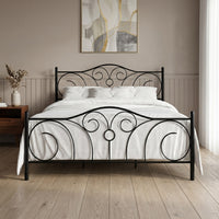 Home Design Amherst Classic Metal Bed Frame with Elegant Scroll Design Headboard & Footboard, No Box Spring Required