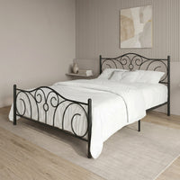 Home Design Amherst Classic Metal Bed Frame with Elegant Scroll Design Headboard & Footboard, No Box Spring Required