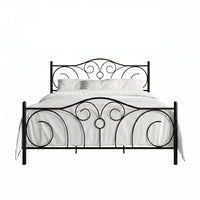 Home Design Amherst Classic Metal Bed Frame with Elegant Scroll Design Headboard & Footboard, No Box Spring Required