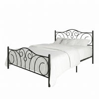 Home Design Amherst Classic Metal Bed Frame with Elegant Scroll Design Headboard & Footboard, No Box Spring Required