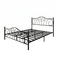 Home Design Amherst Classic Metal Bed Frame with Elegant Scroll Design Headboard & Footboard, No Box Spring Required