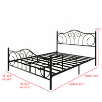 Home Design Amherst Classic Metal Bed Frame with Elegant Scroll Design Headboard & Footboard, No Box Spring Required