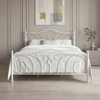 Home Design Amherst Classic Metal Bed Frame with Elegant Scroll Design Headboard & Footboard, No Box Spring Required