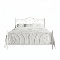 Home Design Amherst Classic Metal Bed Frame with Elegant Scroll Design Headboard & Footboard, No Box Spring Required
