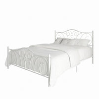 Home Design Amherst Classic Metal Bed Frame with Elegant Scroll Design Headboard & Footboard, No Box Spring Required
