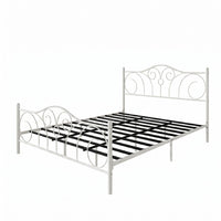 Home Design Amherst Classic Metal Bed Frame with Elegant Scroll Design Headboard & Footboard, No Box Spring Required