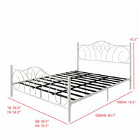 Home Design Amherst Classic Metal Bed Frame with Elegant Scroll Design Headboard & Footboard, No Box Spring Required