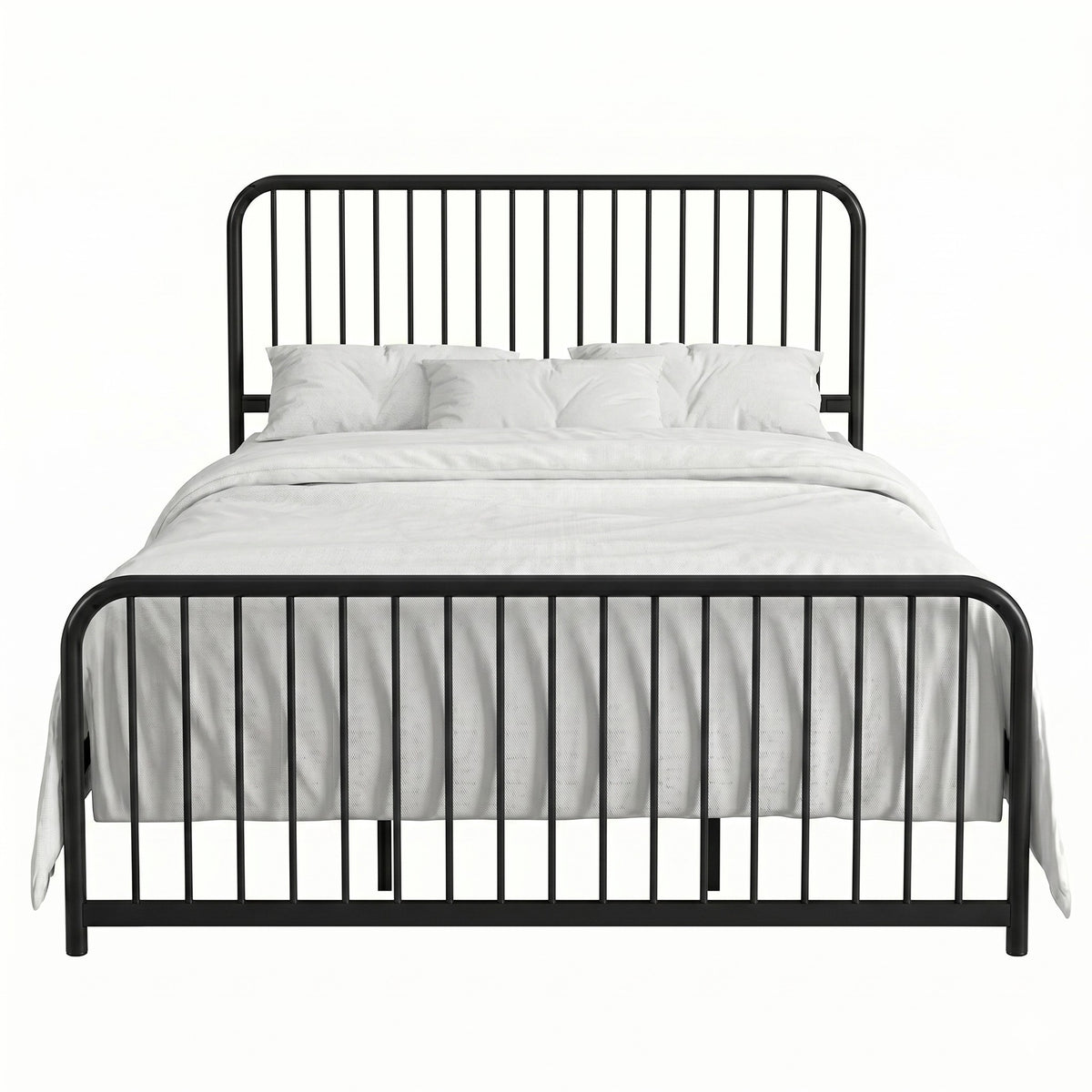 Home Design Kanab Modern Metal Platform Bed Frame, Spindle Headboard and Footboard, Easy Assembly