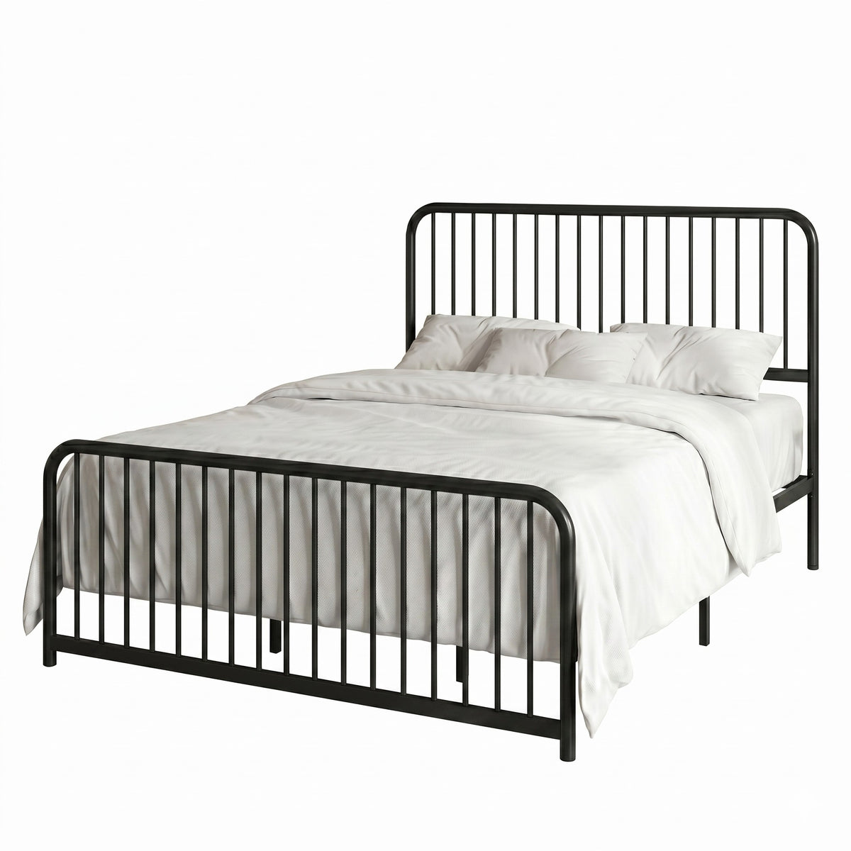 Home Design Kanab Modern Metal Platform Bed Frame, Spindle Headboard and Footboard, Easy Assembly