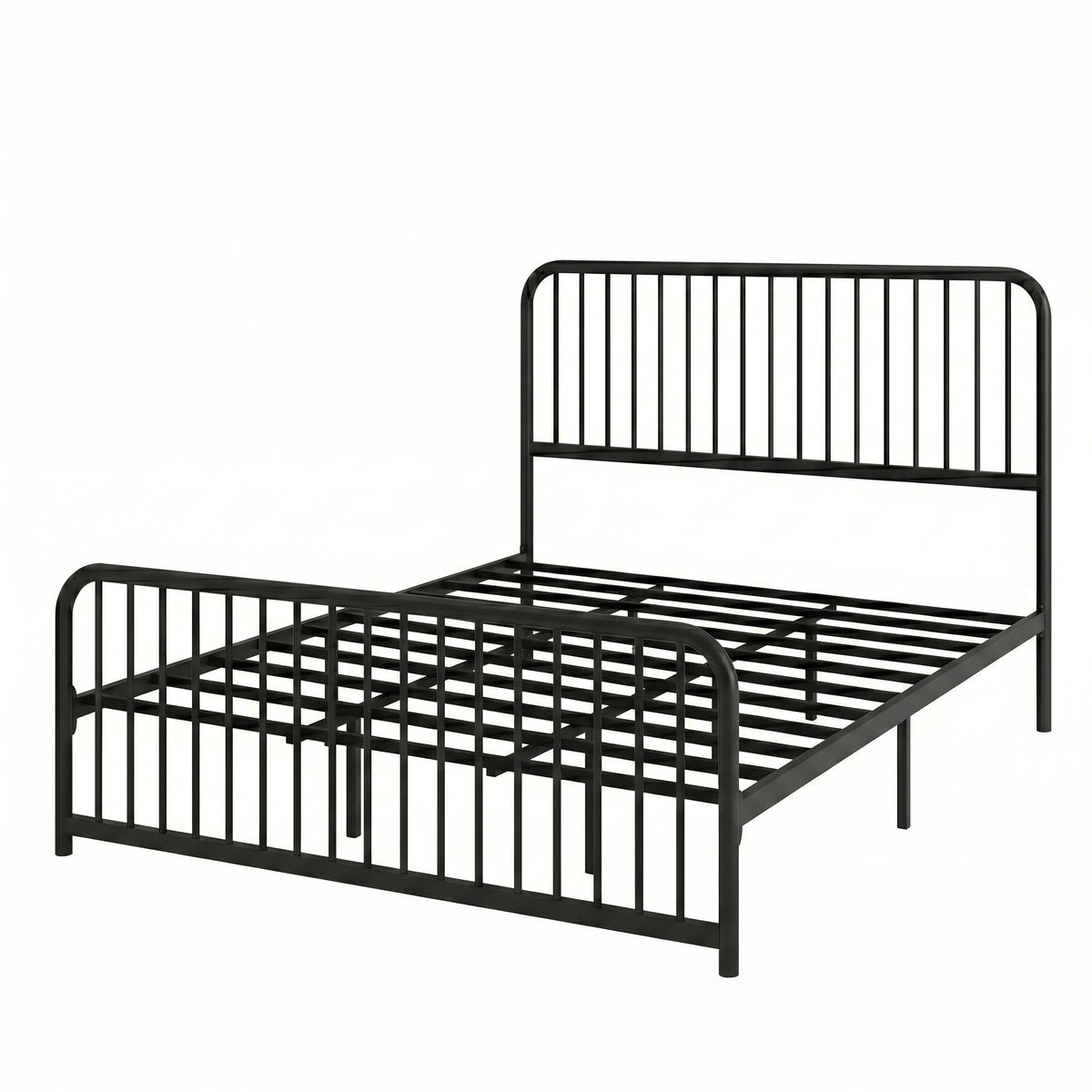 Home Design Kanab Modern Metal Platform Bed Frame, Spindle Headboard and Footboard, Easy Assembly