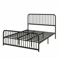 Home Design Kanab Modern Metal Platform Bed Frame, Spindle Headboard and Footboard, Easy Assembly