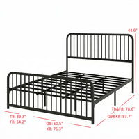 Home Design Kanab Modern Metal Platform Bed Frame, Spindle Headboard and Footboard, Easy Assembly