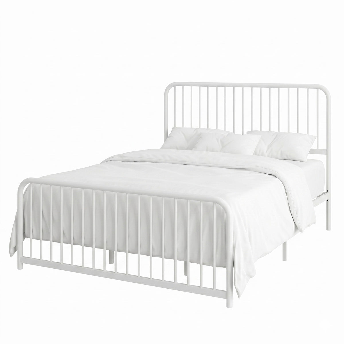Home Design Kanab Modern Metal Platform Bed Frame, Spindle Headboard and Footboard, Easy Assembly