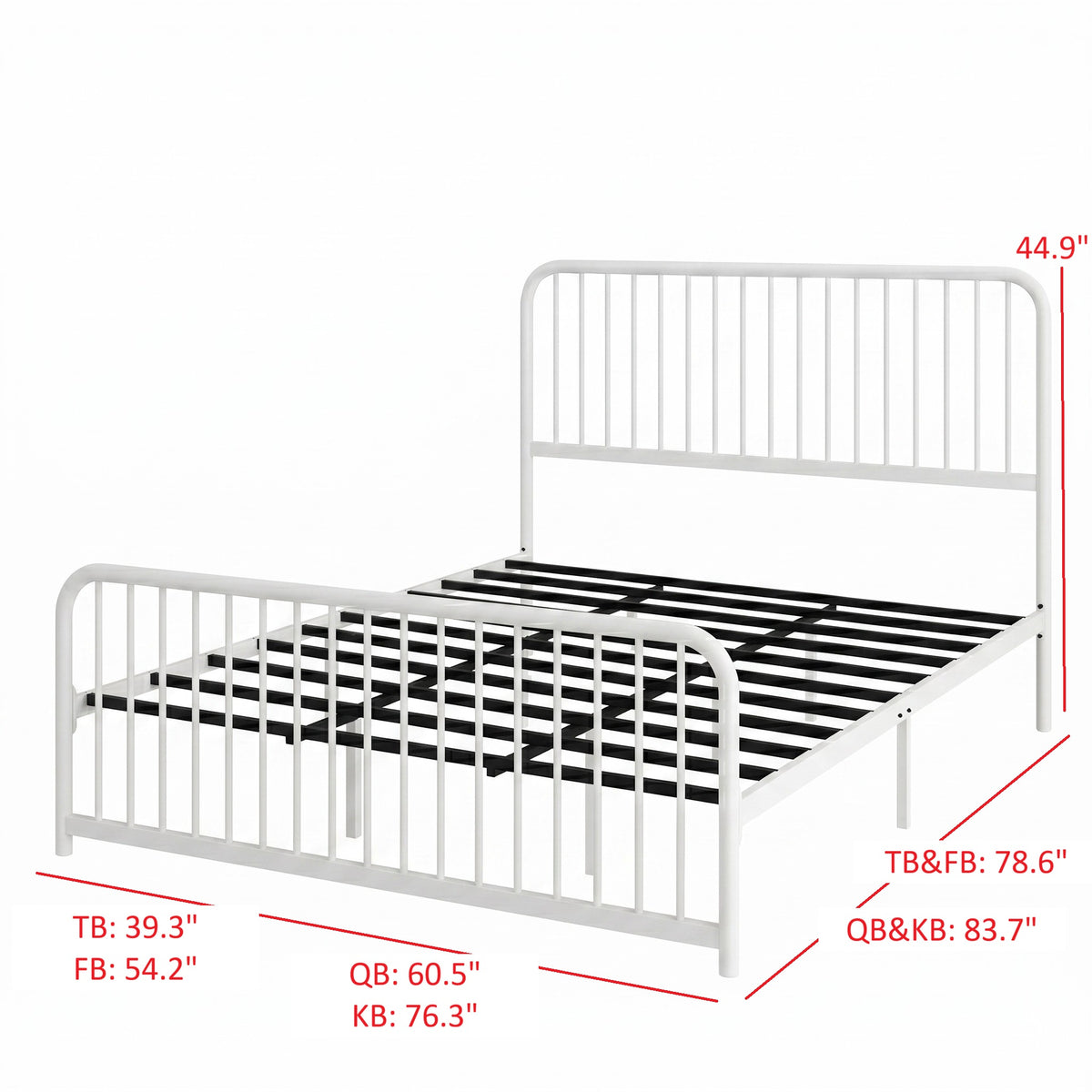 Home Design Kanab Modern Metal Platform Bed Frame, Spindle Headboard and Footboard, Easy Assembly