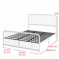 Home Design Kanab Modern Metal Platform Bed Frame, Spindle Headboard and Footboard, Easy Assembly