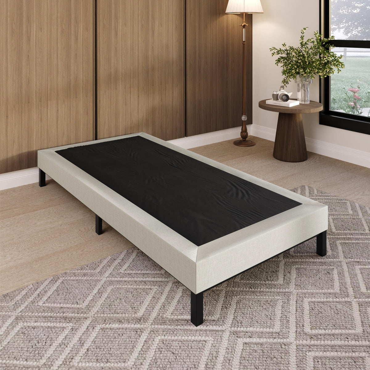Home Design Walpi 5" Metal Box Spring / Bed Foundation - Warm Gray/Black, Durable Metal Construction