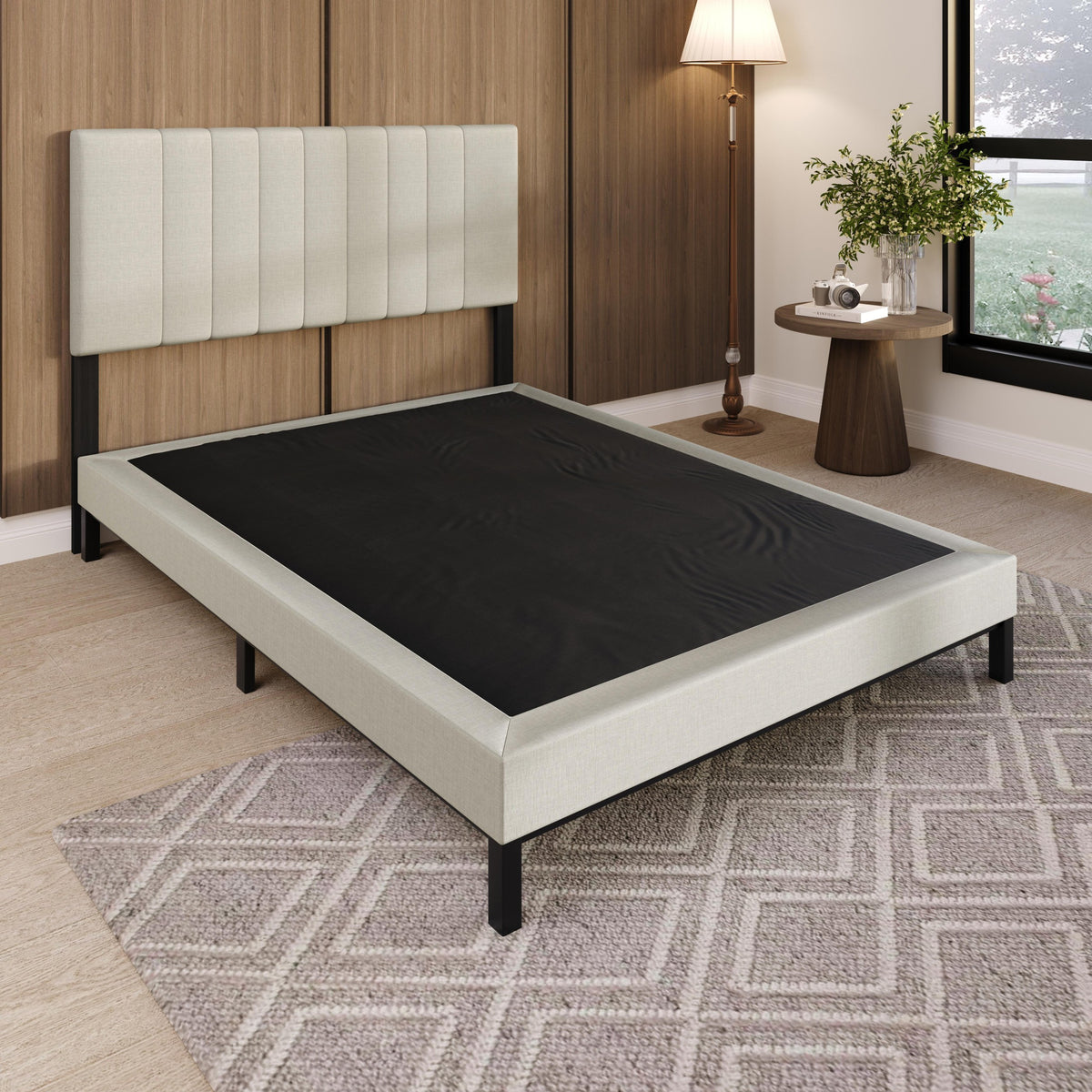 Home Design Walpi 5" Metal Box Spring / Bed Foundation - Warm Gray/Black, Durable Metal Construction