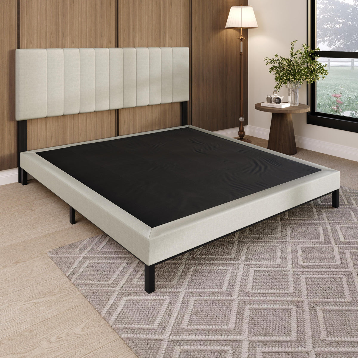 Home Design Walpi 5" Metal Box Spring / Bed Foundation - Warm Gray/Black, Durable Metal Construction