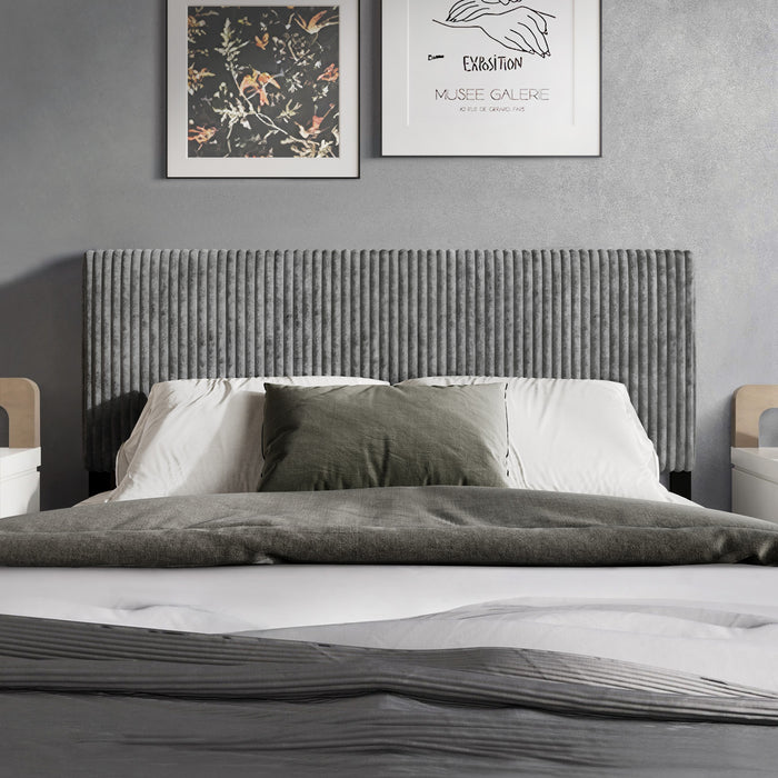 Home Design Romney Upholstered Headboard with Vertical Channel Tufting, Adjustable Height