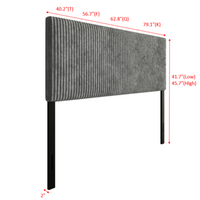 Home Design Romney Upholstered Headboard with Vertical Channel Tufting, Adjustable Height