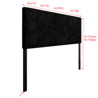 Home Design Romney Upholstered Headboard with Vertical Channel Tufting, Adjustable Height